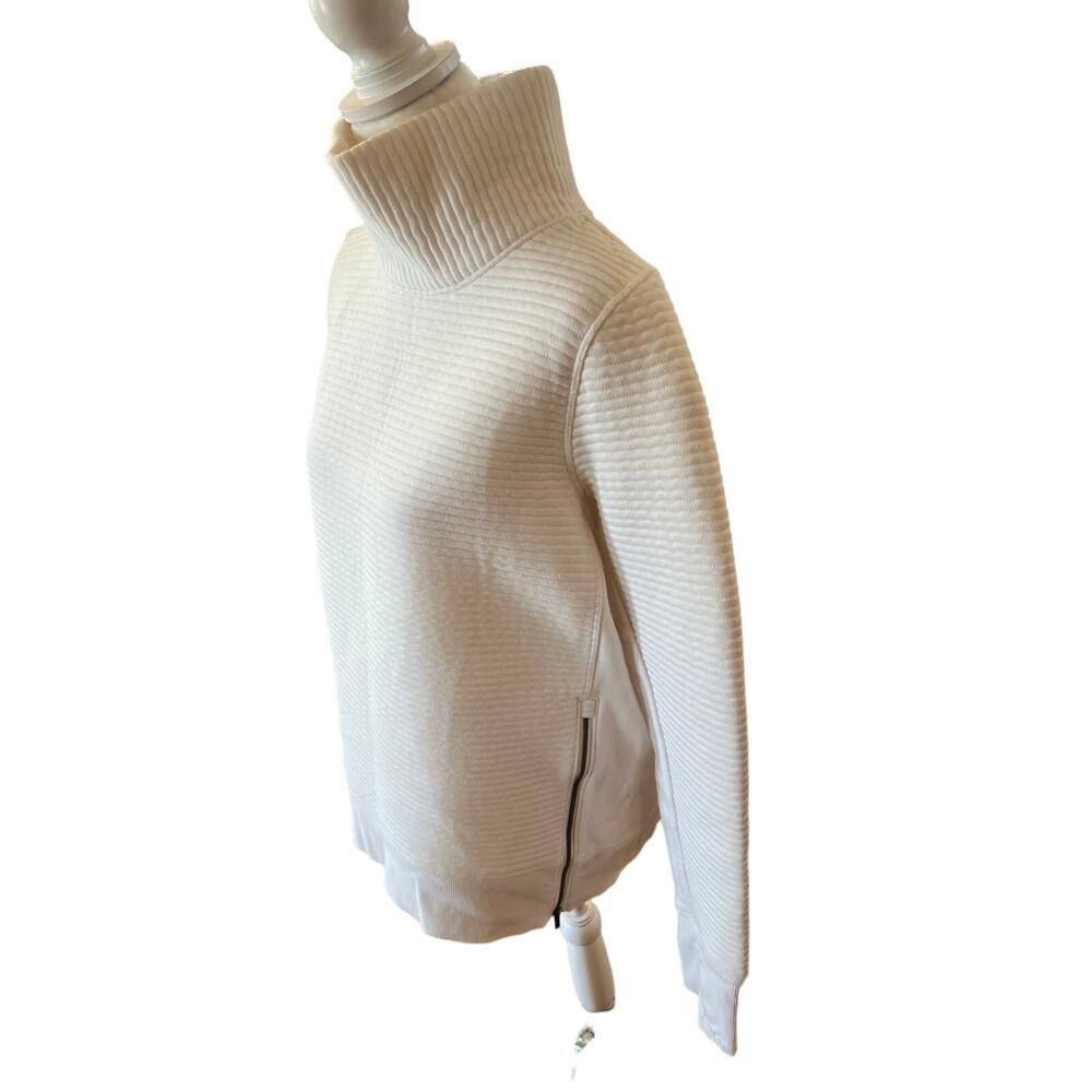 all in motion womens medium cream textured turtleneck pullover sweatshirt - Picture 6 of 9